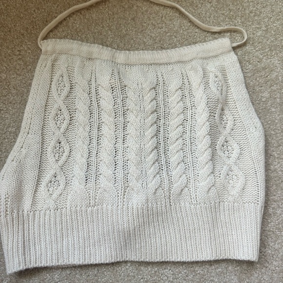💙💙 3/12 BUNDLE DEAL Source Unknown Cream Cable Knit Crop Top - Picture 1 of 4